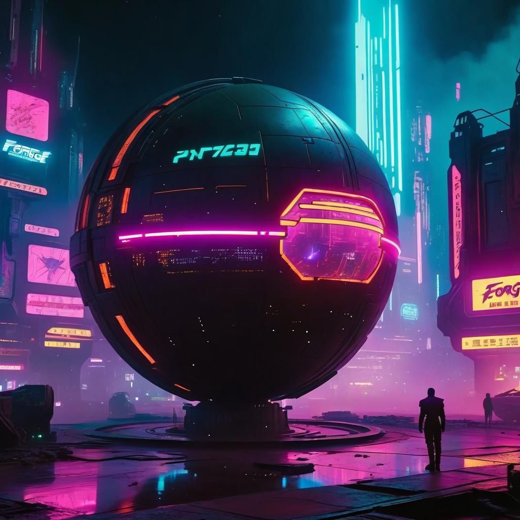 Cyberpunk Galaxy: Planet-Sized Neon Forge