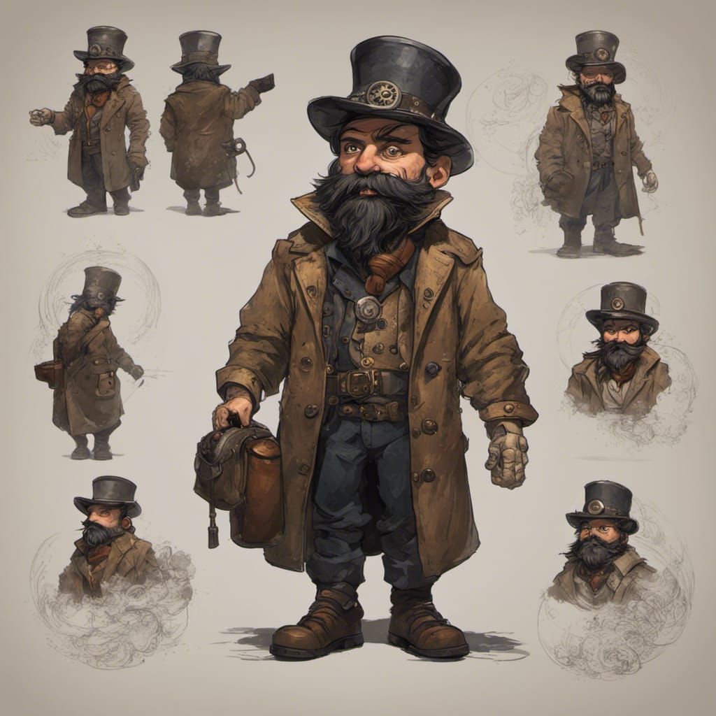 Steampunk Gnome Wizard in D&D Style