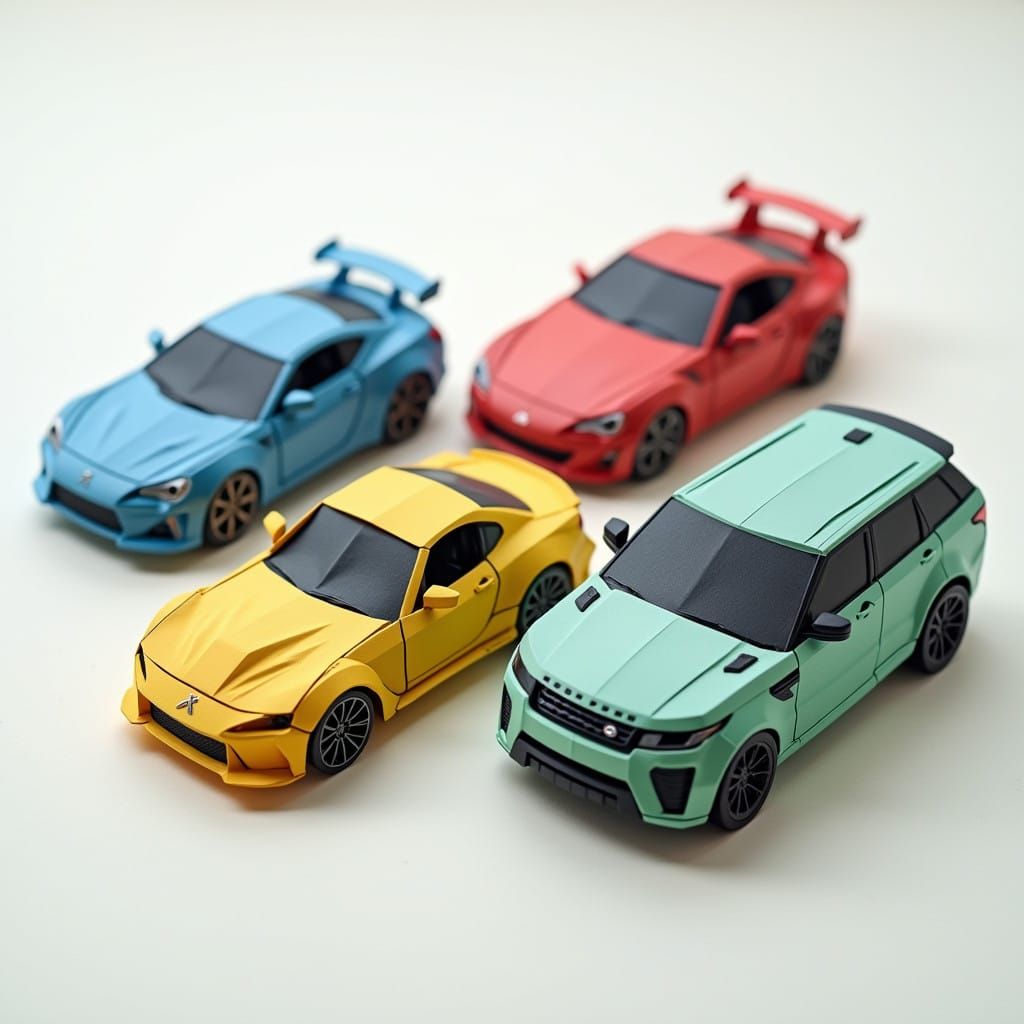 Intricately Crafted Paper Cars: Origami Masterpiece in 8K Re...