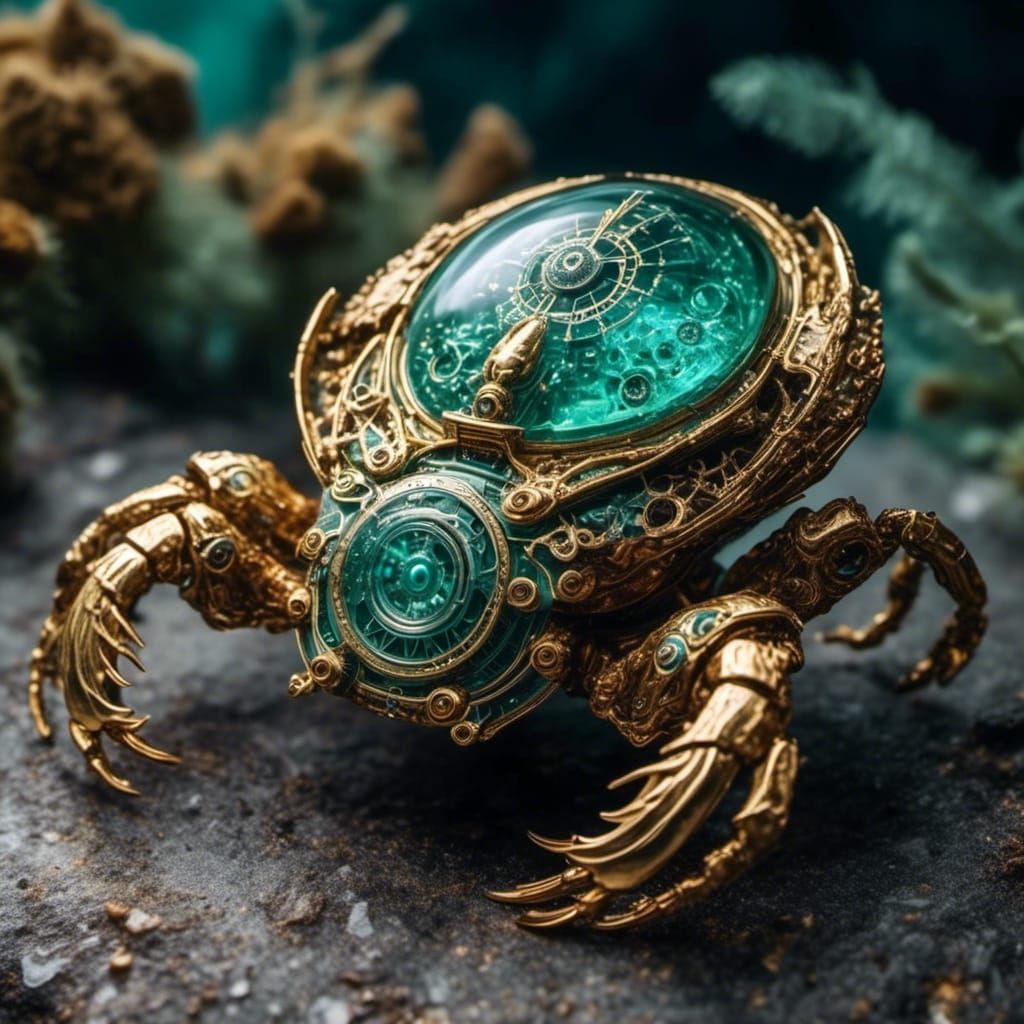 Clockwork Crab with Intricate Gears and Runes