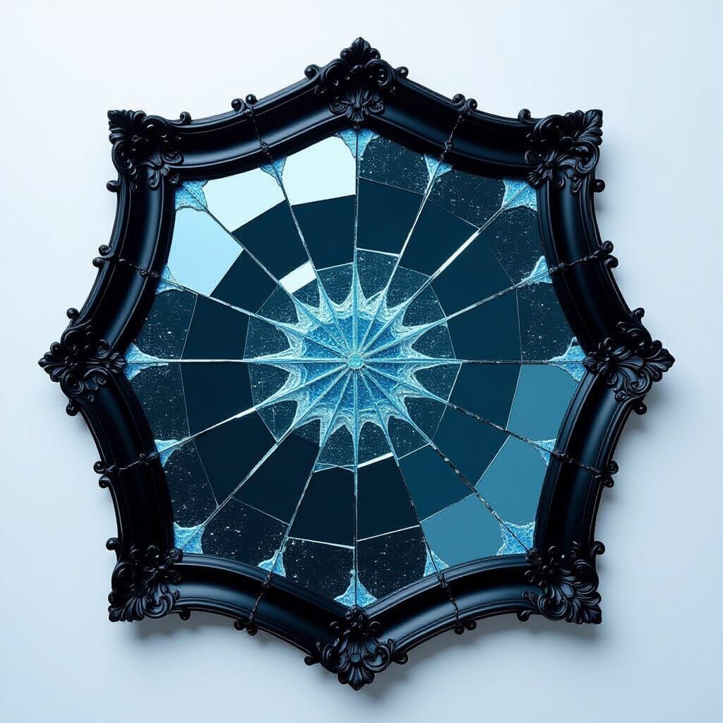 Mystical Smashed Mirror Reassembled with Blue Electric Glue
