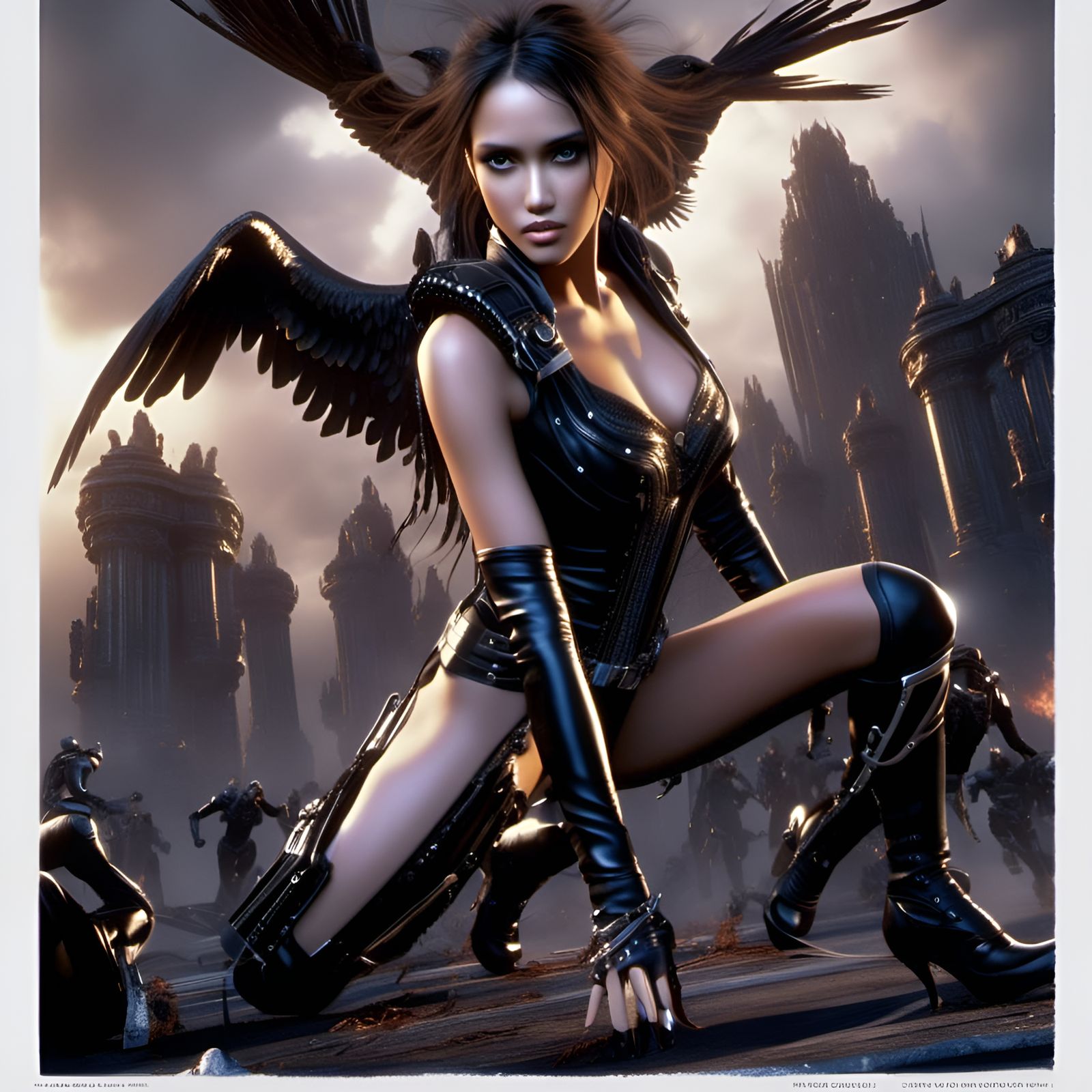 Dark Angel Heroine in Sci-Fi Cyberpunk Style