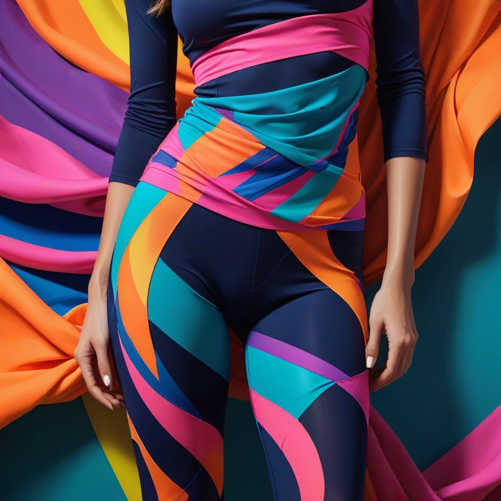 Vibrant Fashion Illustration of Layered Tights, Leggings, an...