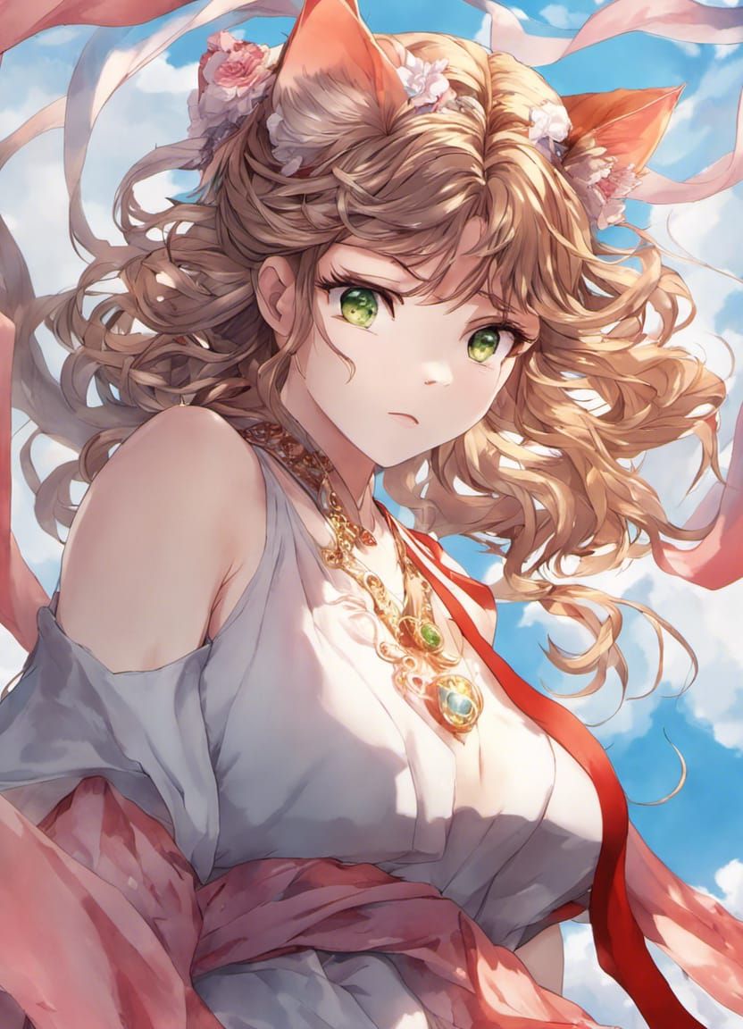 Ethereal Cat Goddess Under Astral Sunset