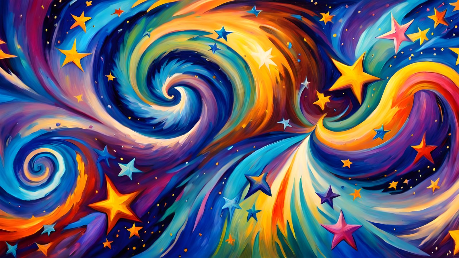 Cosmic Swirls of Proto-Stars in Impasto Oil Style