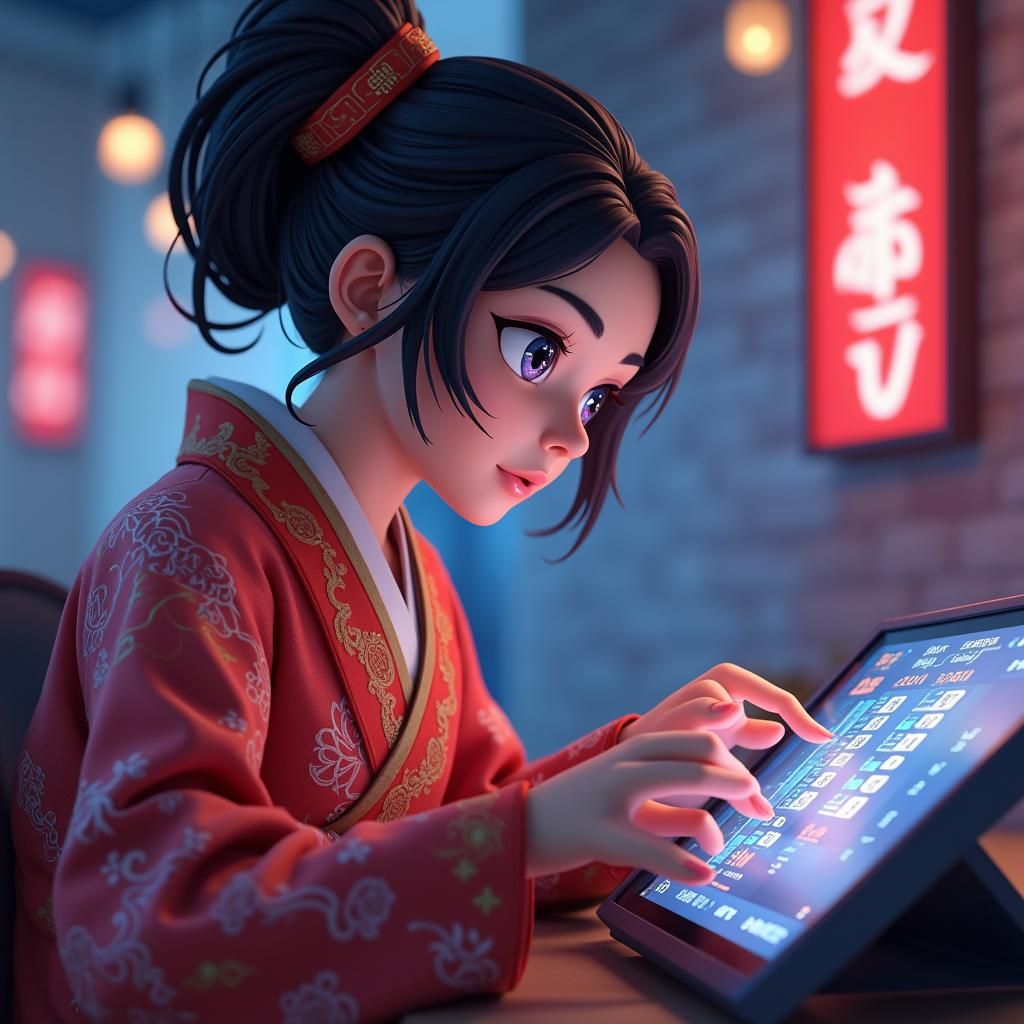 Mandy from Brawl Stars Monitors Dogecoin in Hanbok