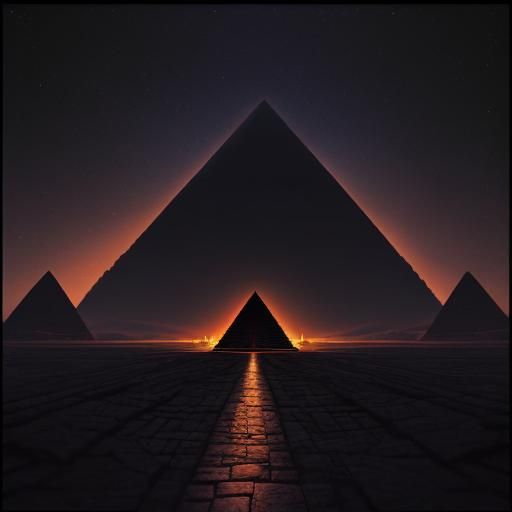 Nyarlathotep Under an Ominous Pyramid at Night