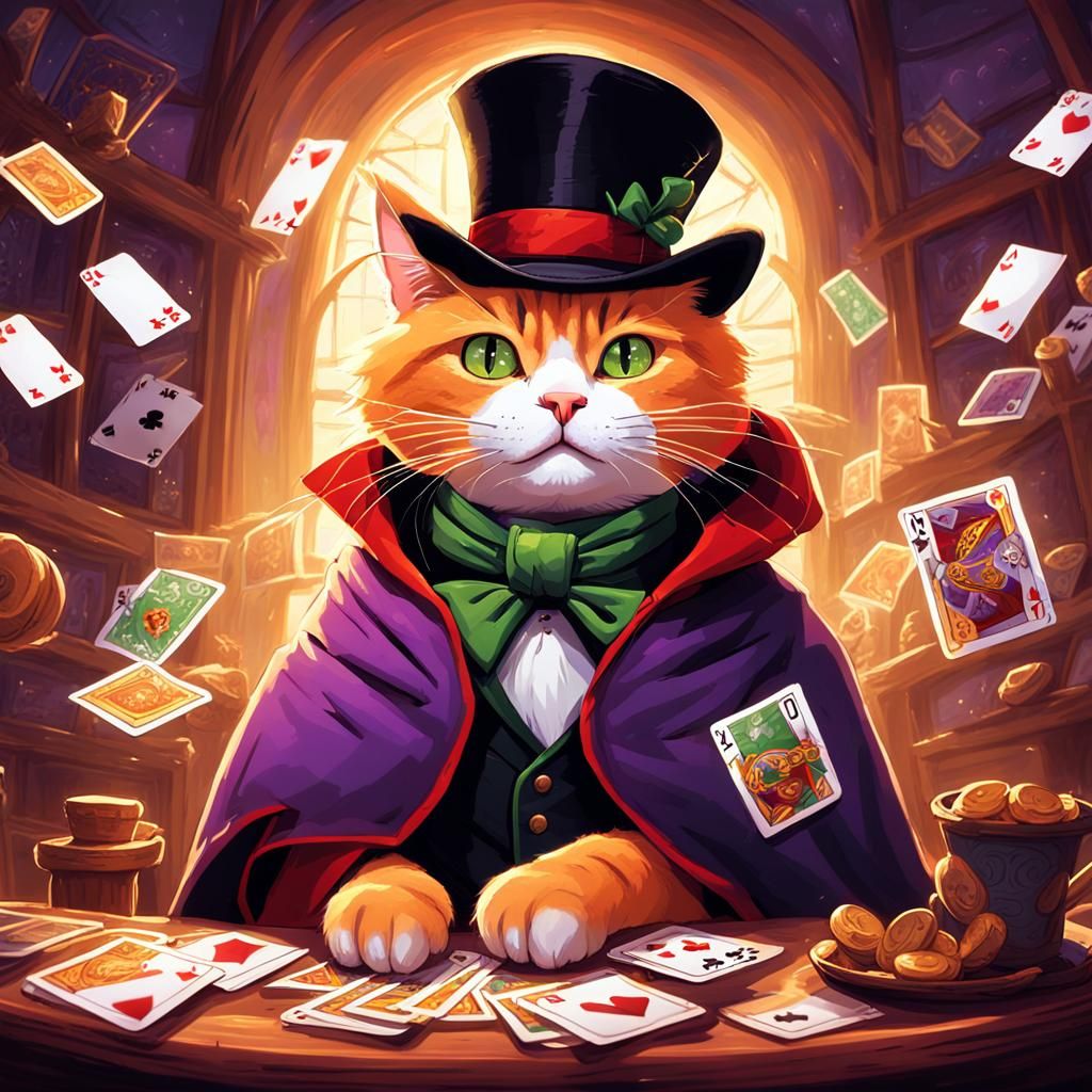 Whimsical Orange Cat Wizard Concept Art