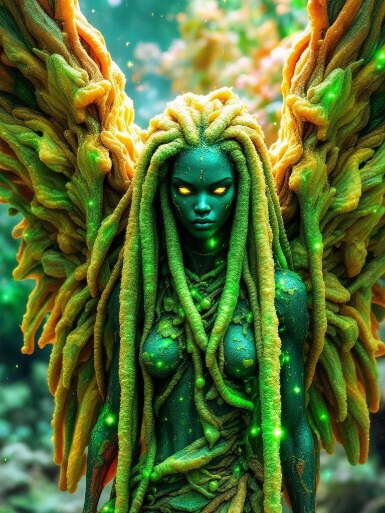 Psychedelic African Angel in Crystal Mesh Style