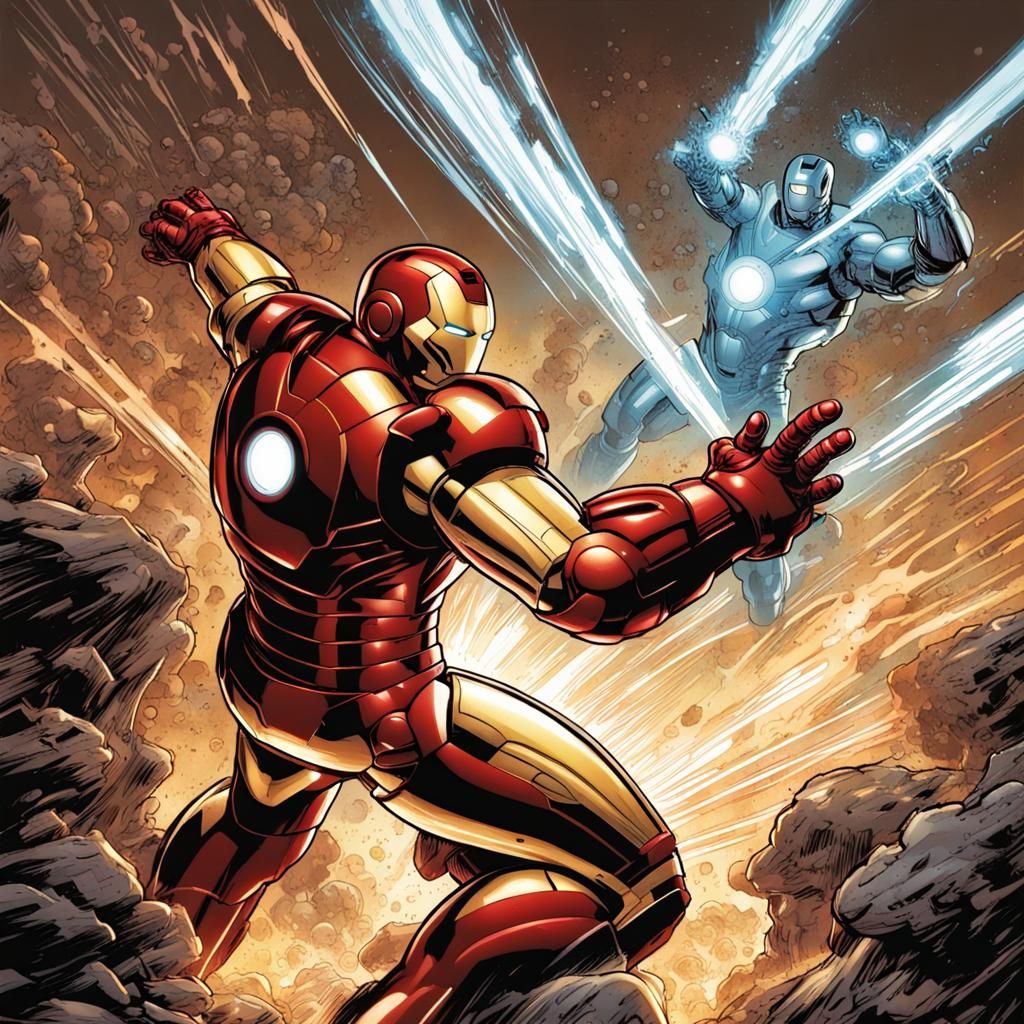 Iron Man in Comic Book Art Style