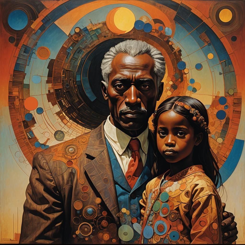 Father and Daughter in Visionary Art Style