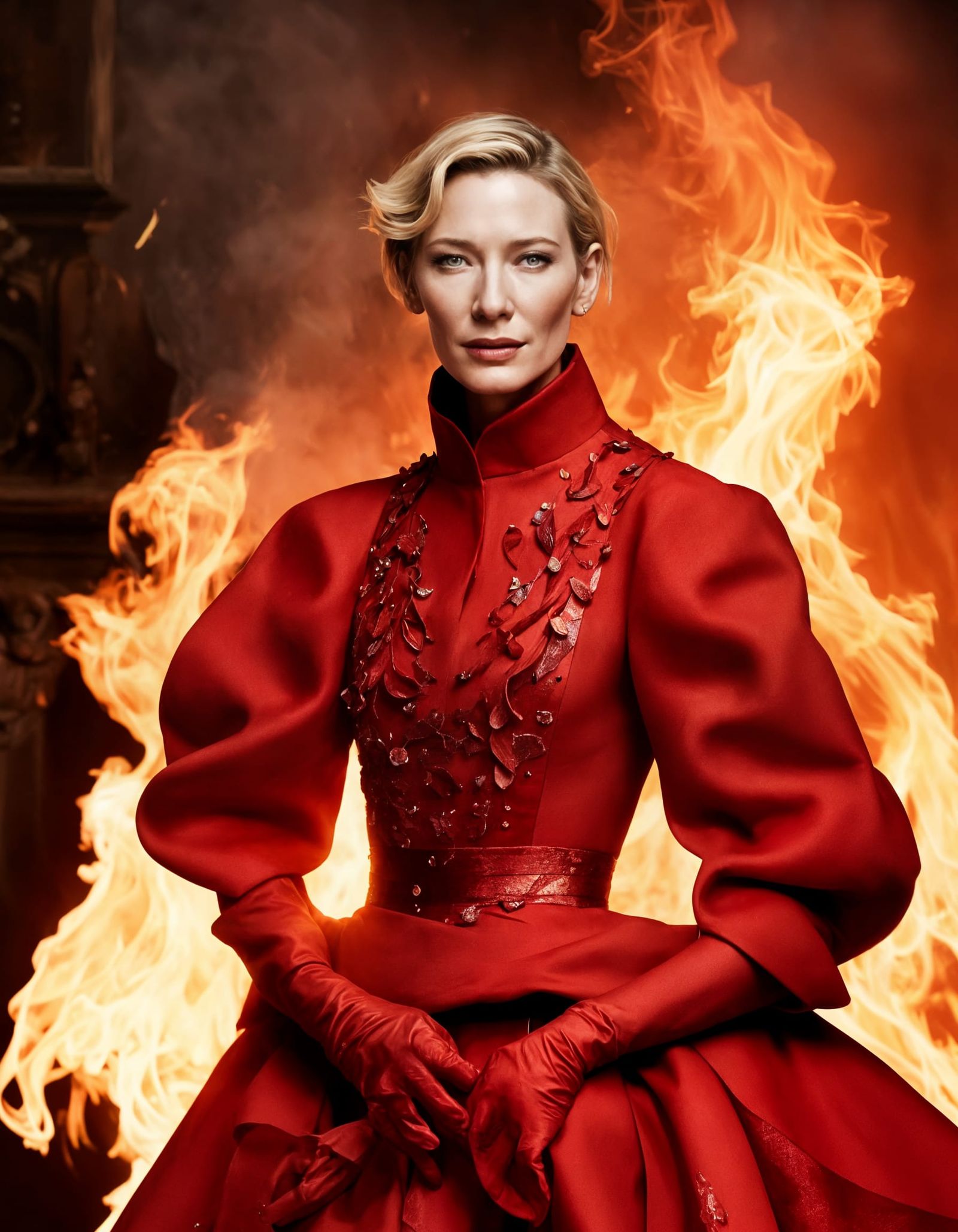 Elegance in a Fiery Studio Setting