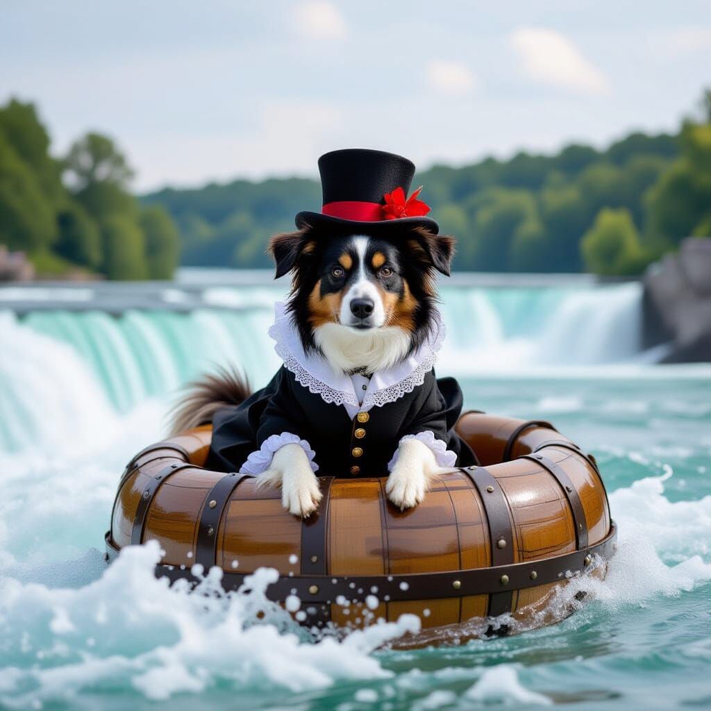 Victorian Dog Plunges Over Niagara Falls in Barrel