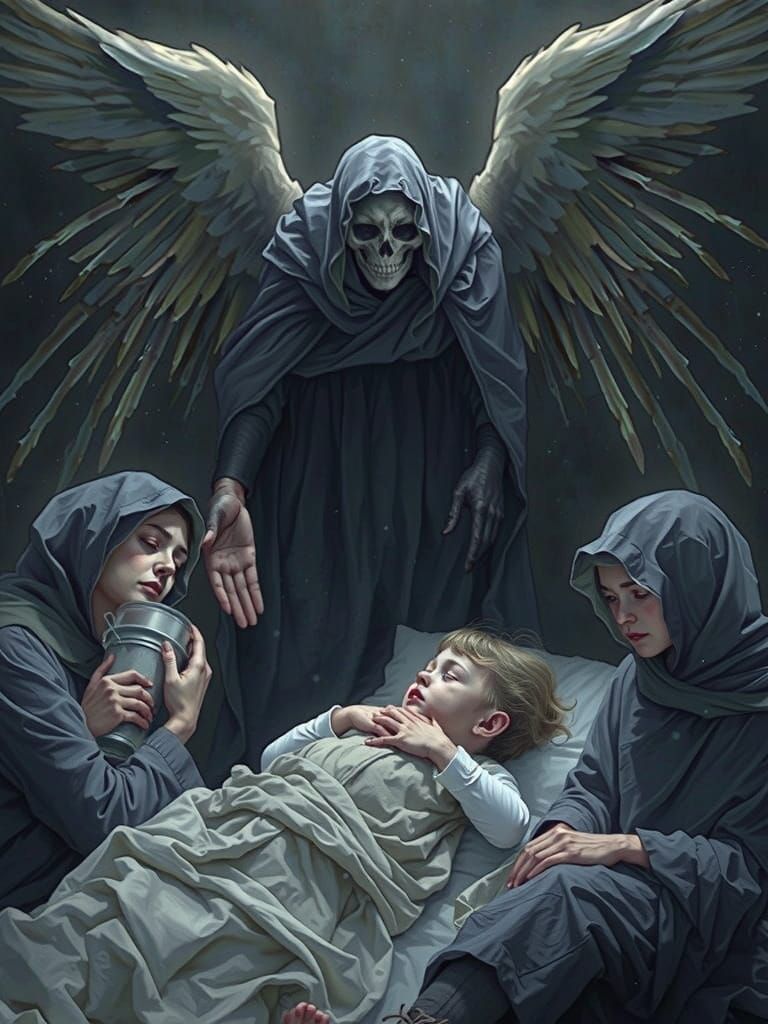 The Angel of Compassion Surveys a Mourning Family in a Haunt...