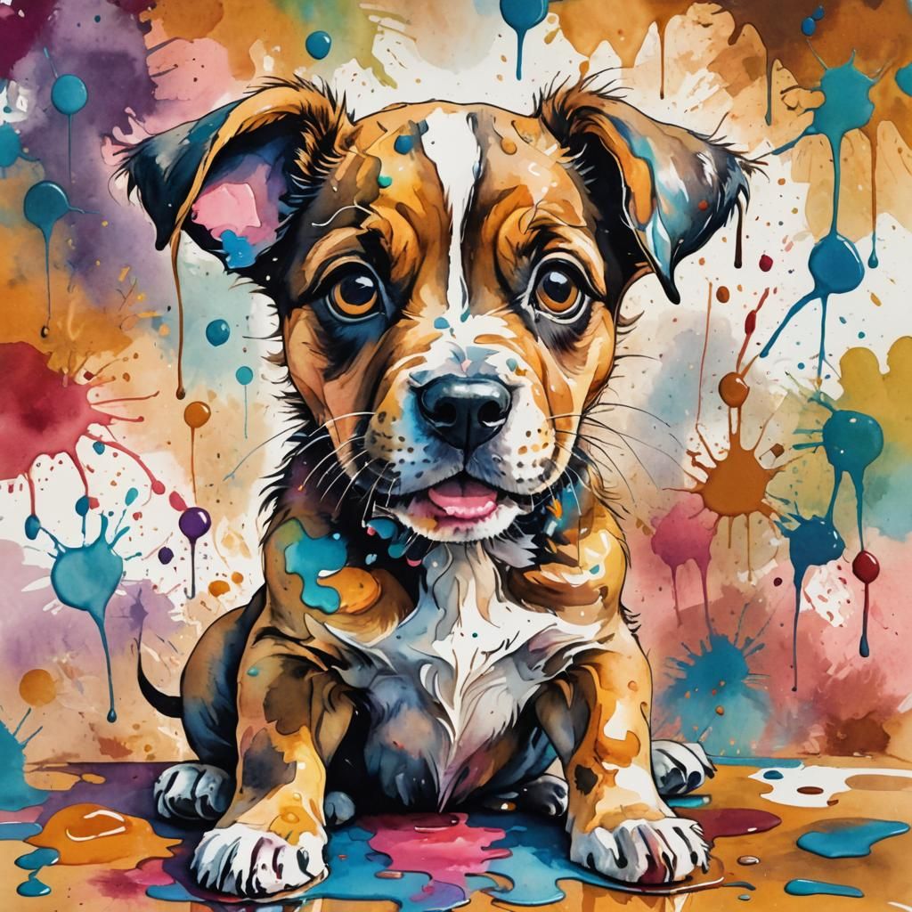 Adorable Caramel Puppy Watercolor Illustration