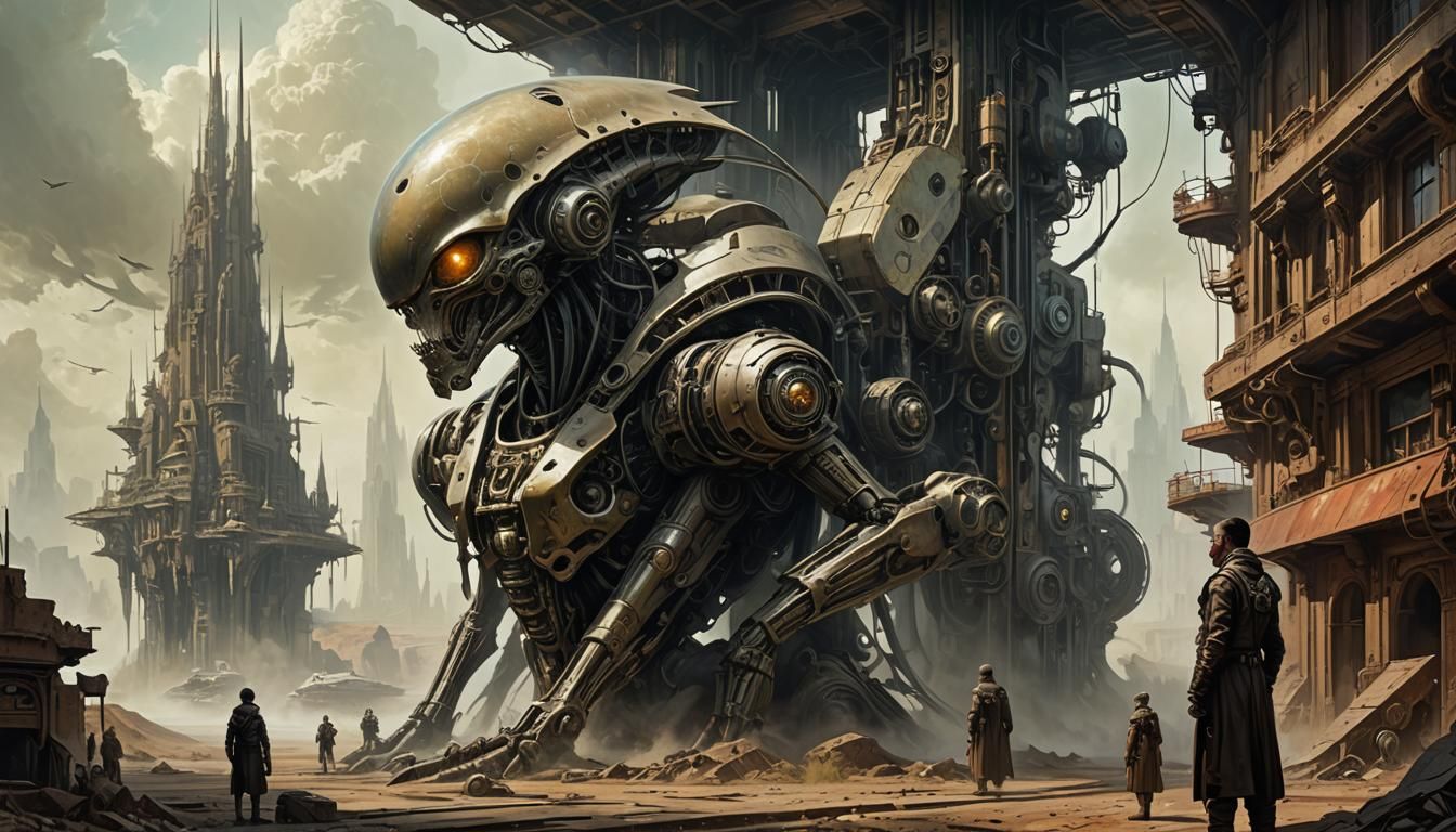 Alien Sci-Fi Landscape in Decopunk Style