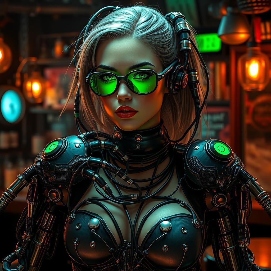 Cybernetic Woman with Spider Arms in Cyberpunk Style