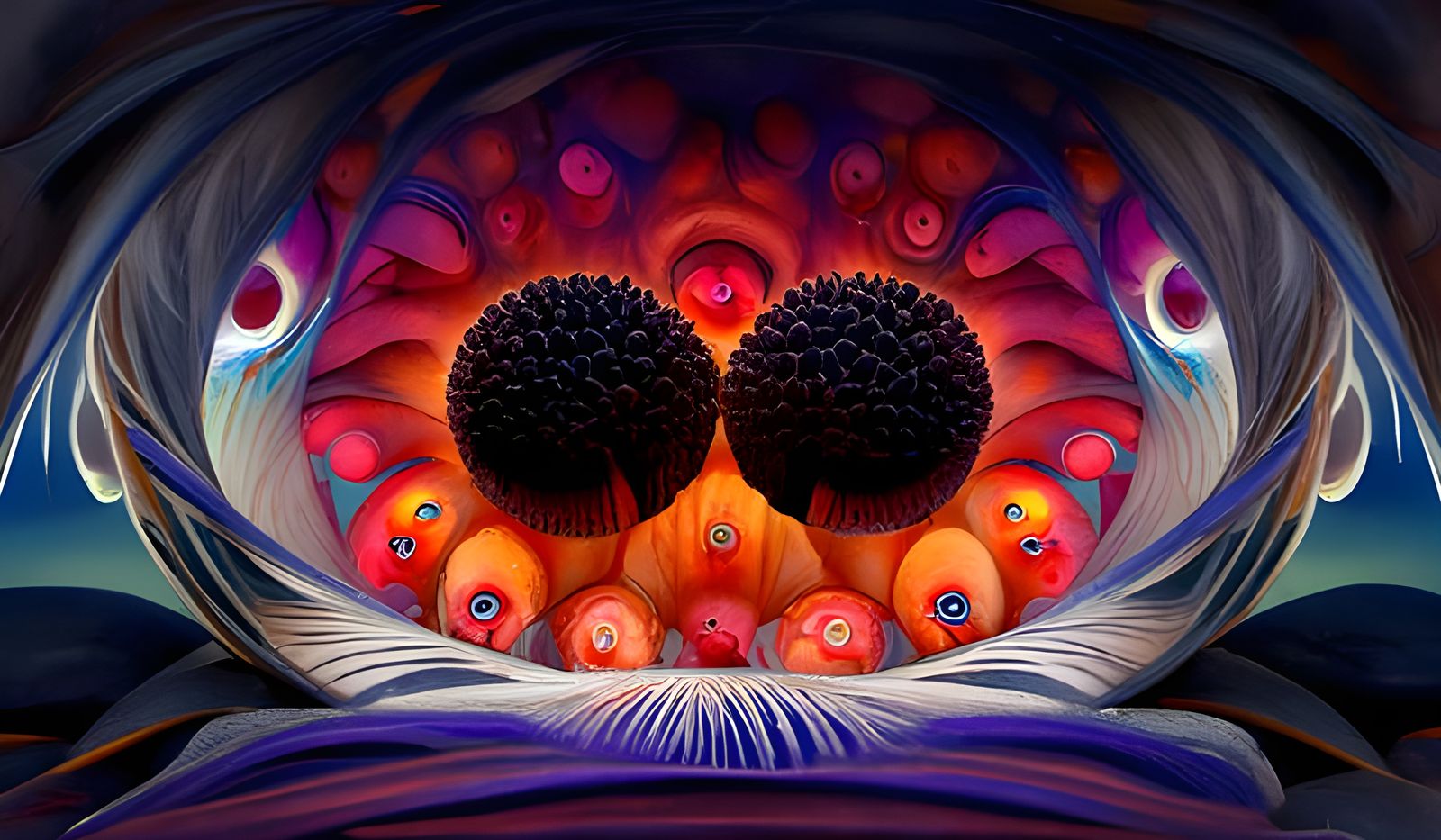 Detailed Eye with Blue Pupil in Surreal Style