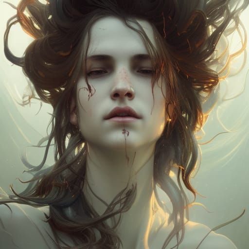 Banshee Portrait in Hyperdetailed Splash Art Style