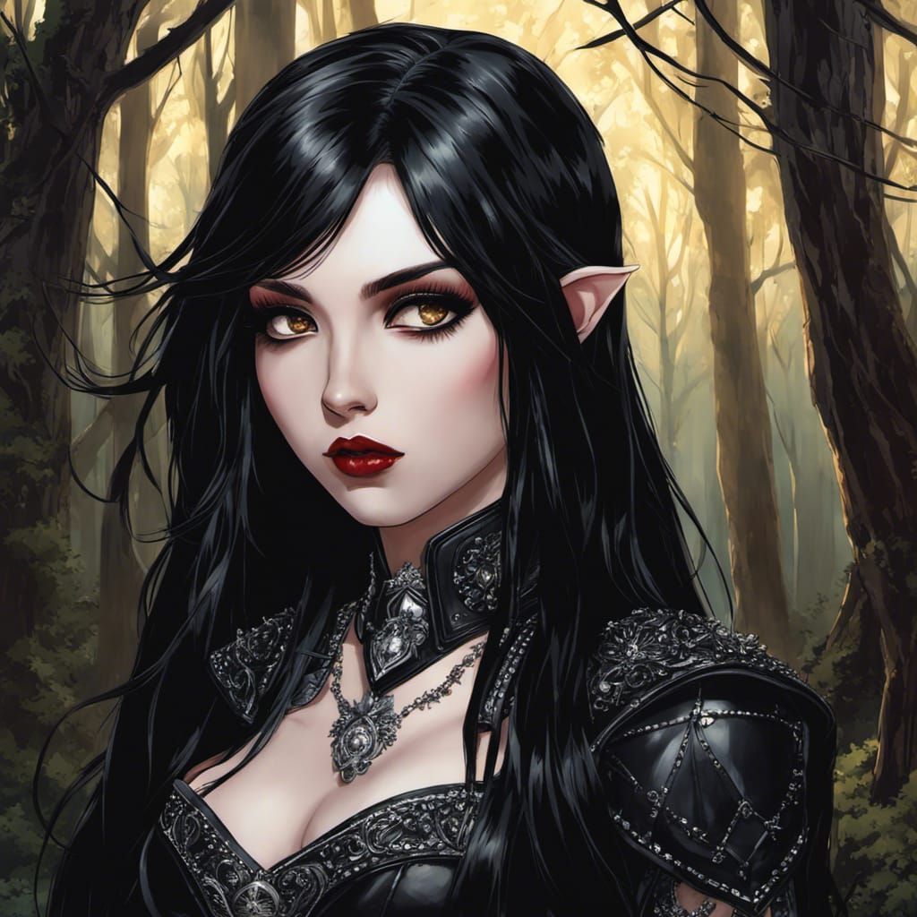 Anime Portrait of a Goth Vampire Girl