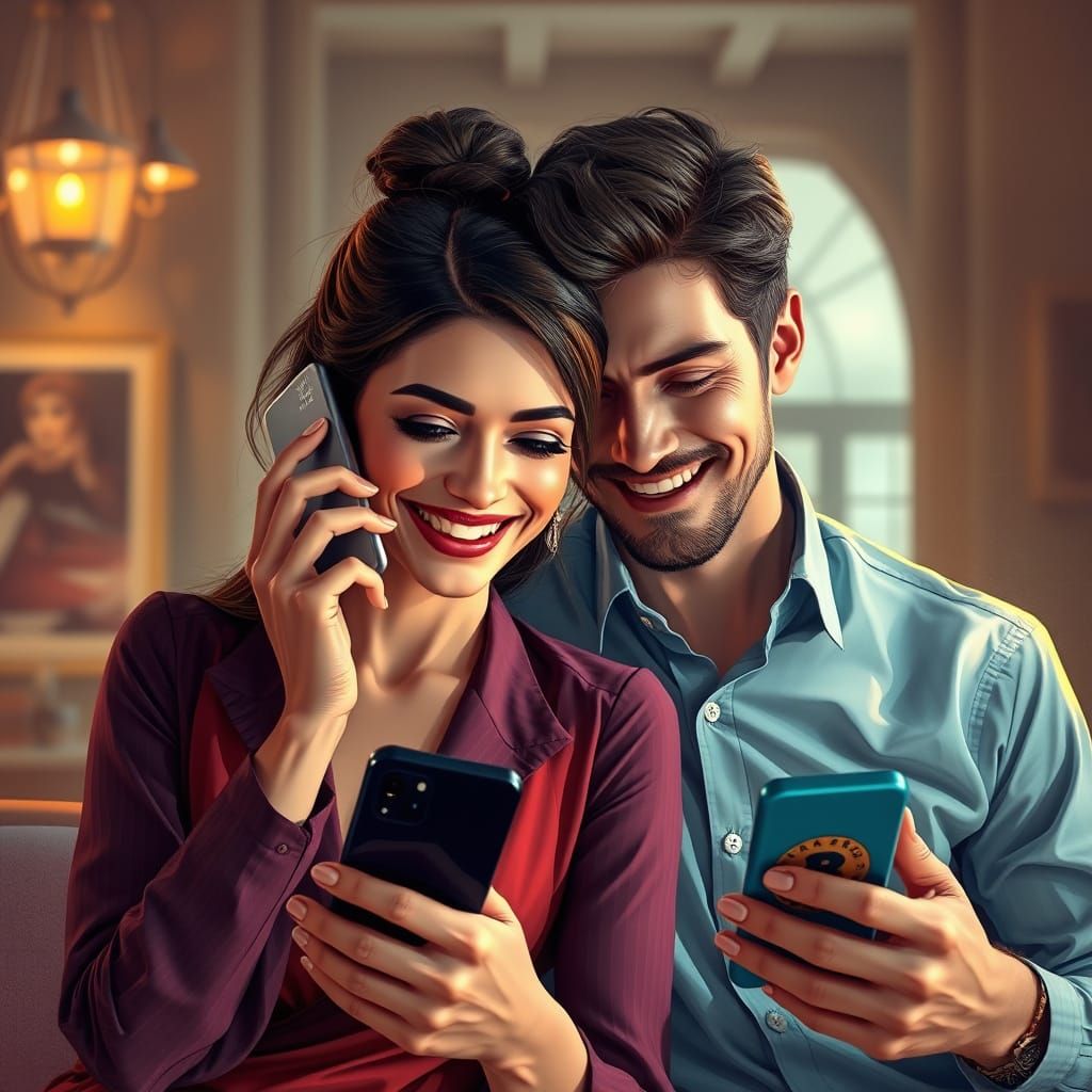 Flirty Video Chat Portrait in Hyperdetailed Digital Art