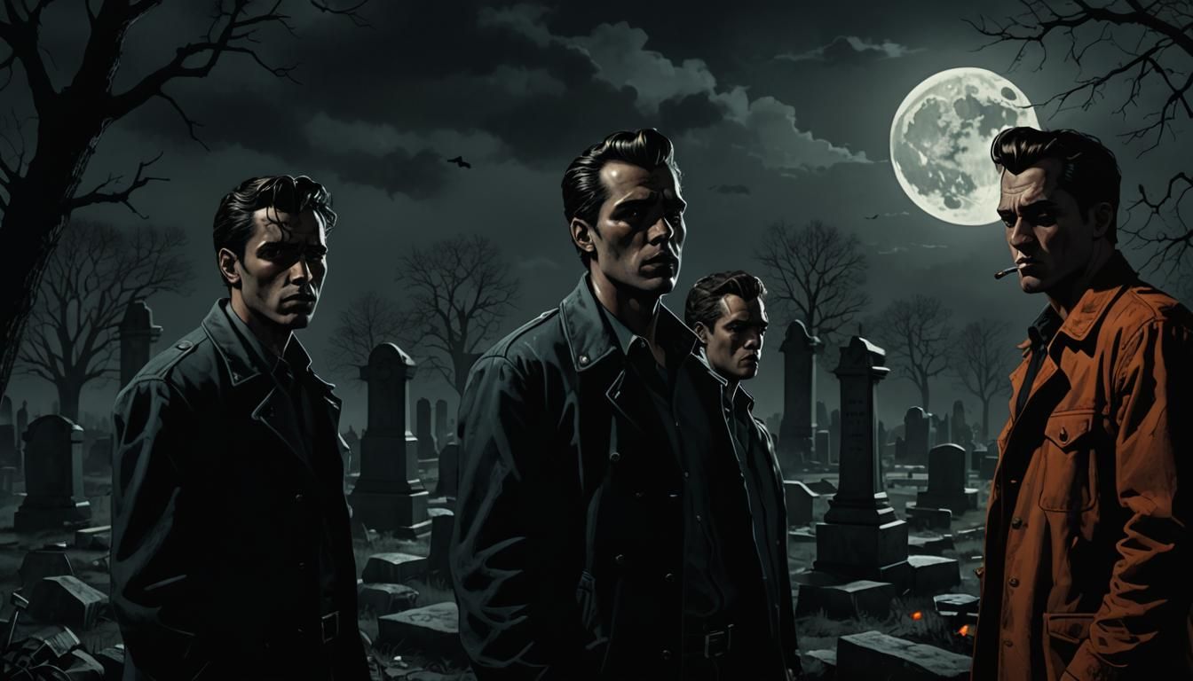 Greaser Noir Comic Art in Graveyard Shadows