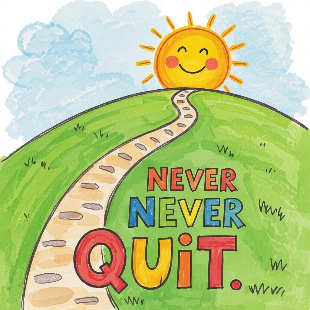 Childlike Drawing of a Path to the Sun