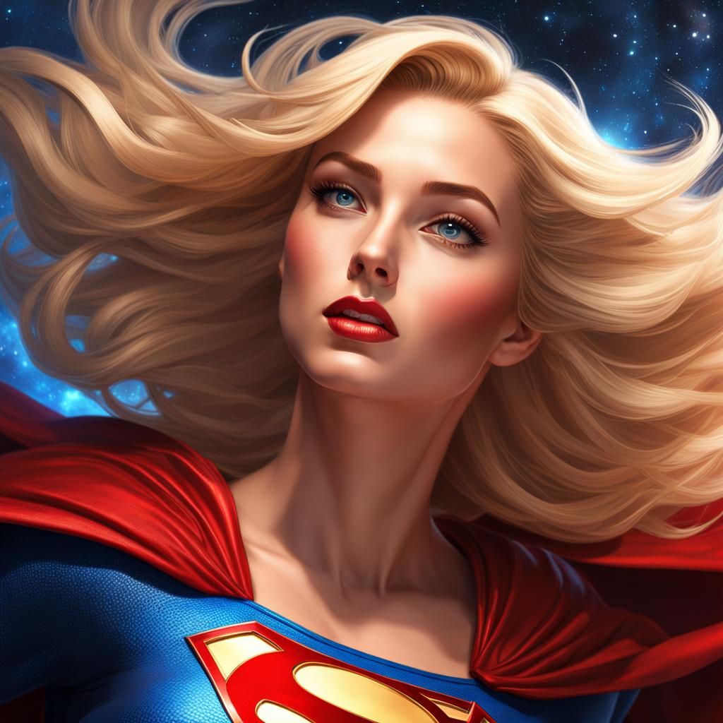 Supergirl in Space: Pin-Up Style Portrait