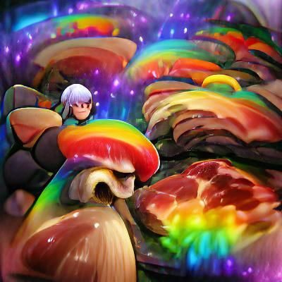 Magical Rainbow Mushroom Heaven