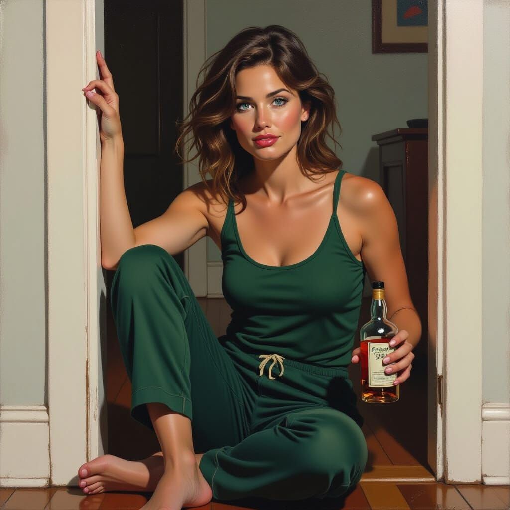Expressive Portrait of Woman Offering Whiskey