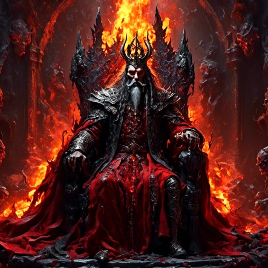 Dark Fantasy Wizard on Black Stone Throne