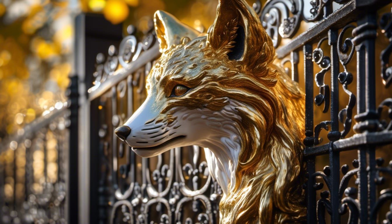 Majestic Fox Statue in Golden Sunlight