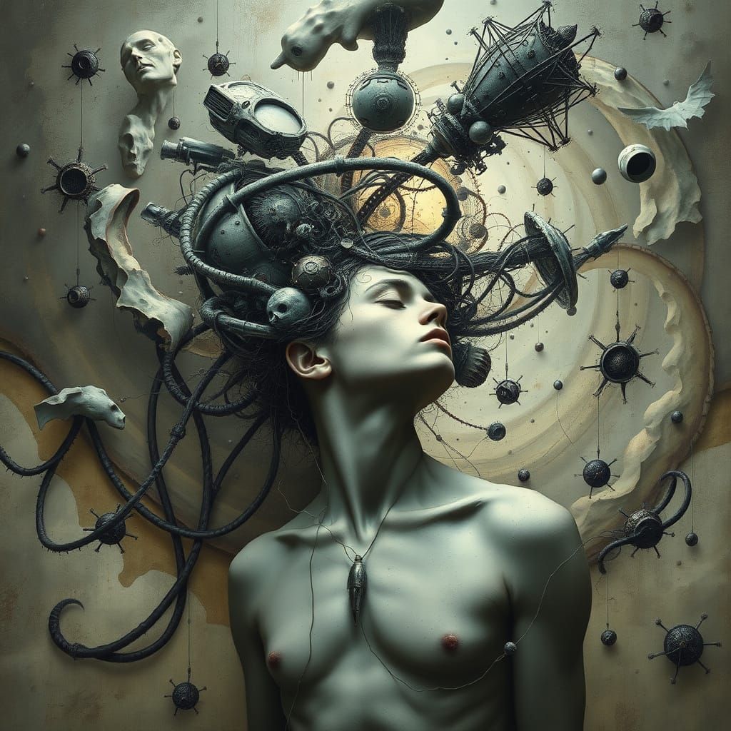 Lost in Thought: Surrealist Vortex of Self-Discovery