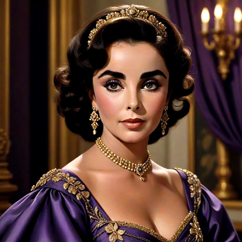 Glamorous Elizabeth Taylor in 1950s Portrait