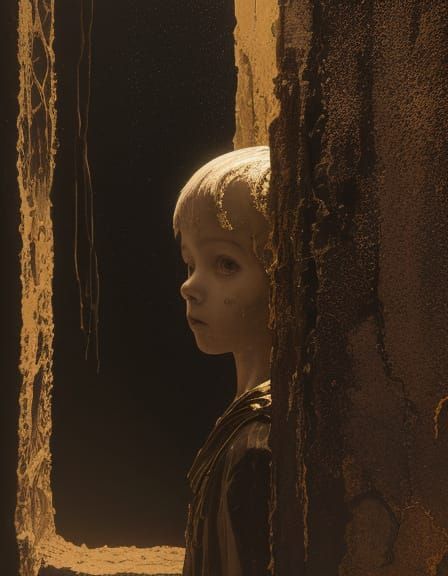 Surreal Boy in Dark Room, Salvador Dali Style