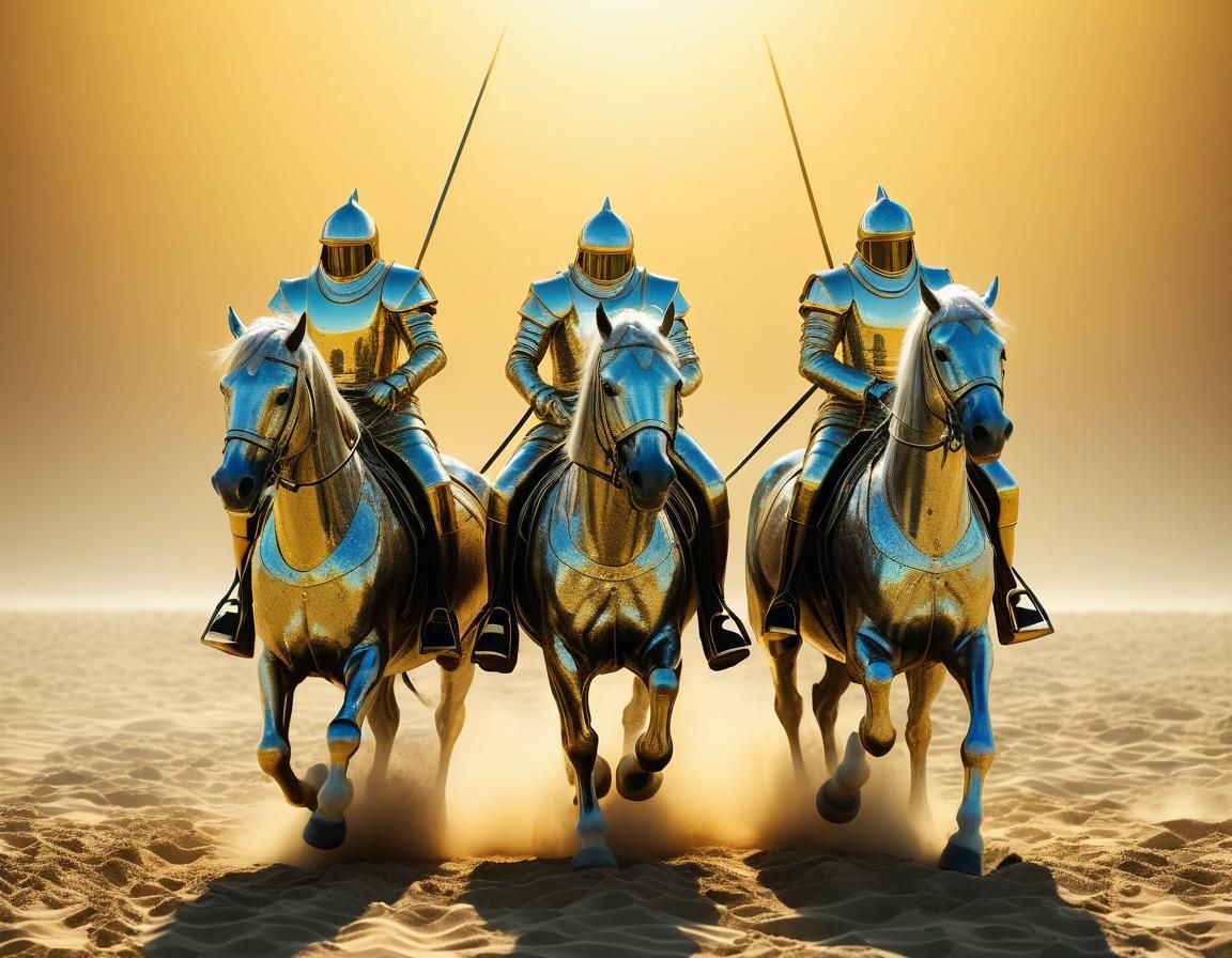 Ethereal Horsemen of the Apocalypse in Abstract Art