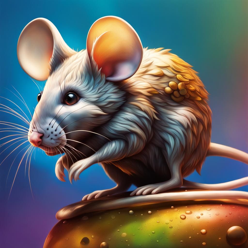 Dramatic Mouse King in Hyperrealistic Splash Art
