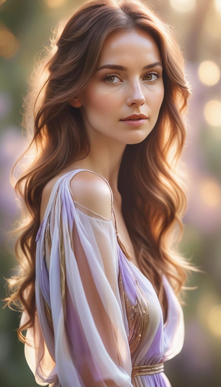 Photorealistic Portrait of a Serene Woman in Golden Light
