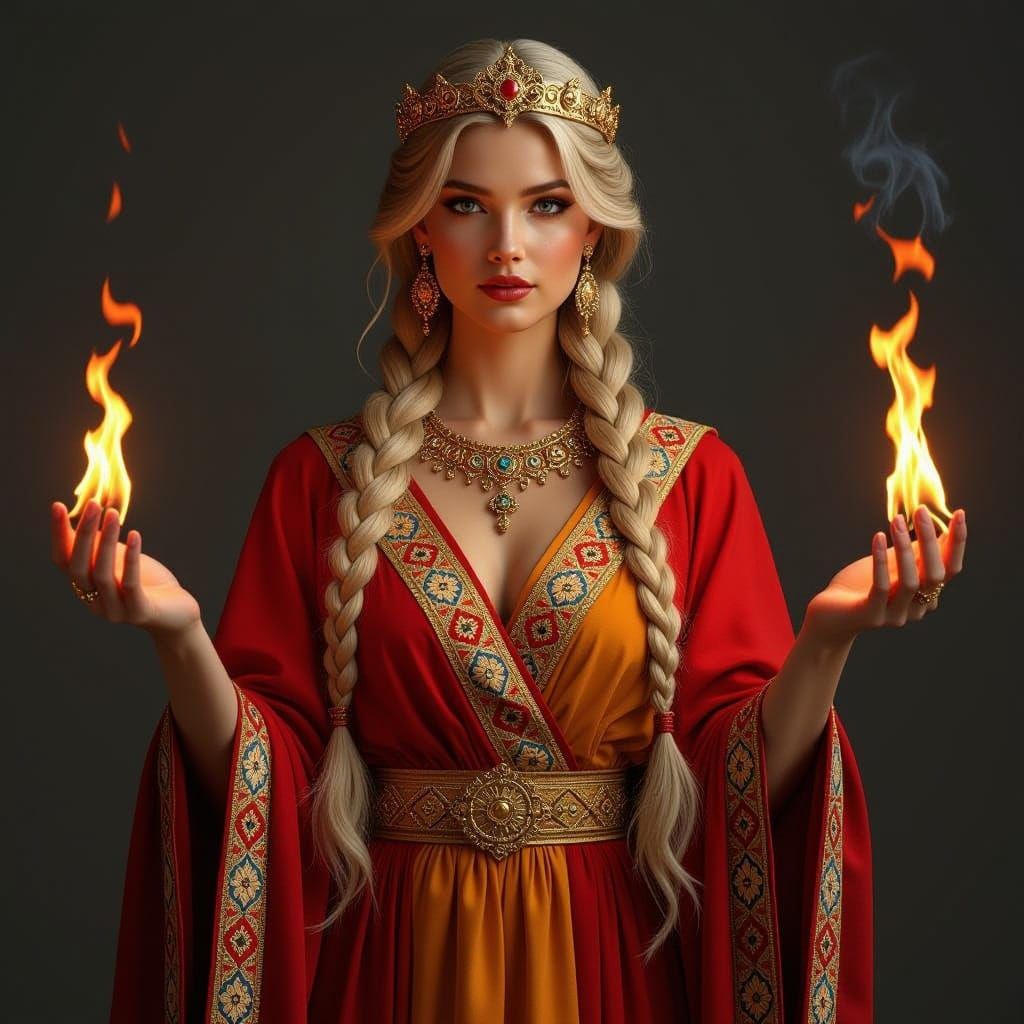 Georgian Goddess of Fire in Ancient Regalia