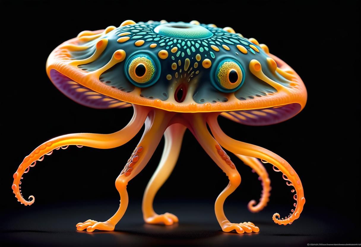 Whimsical Amoeba Creature Dances in the Void