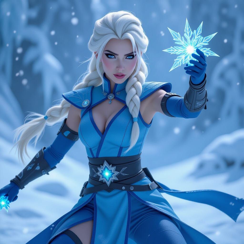 Elsa as Ice Queen in Mortal Kombat Style