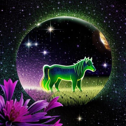 Whimsical Bulbasaur Pony in Emerald and Purple Hues