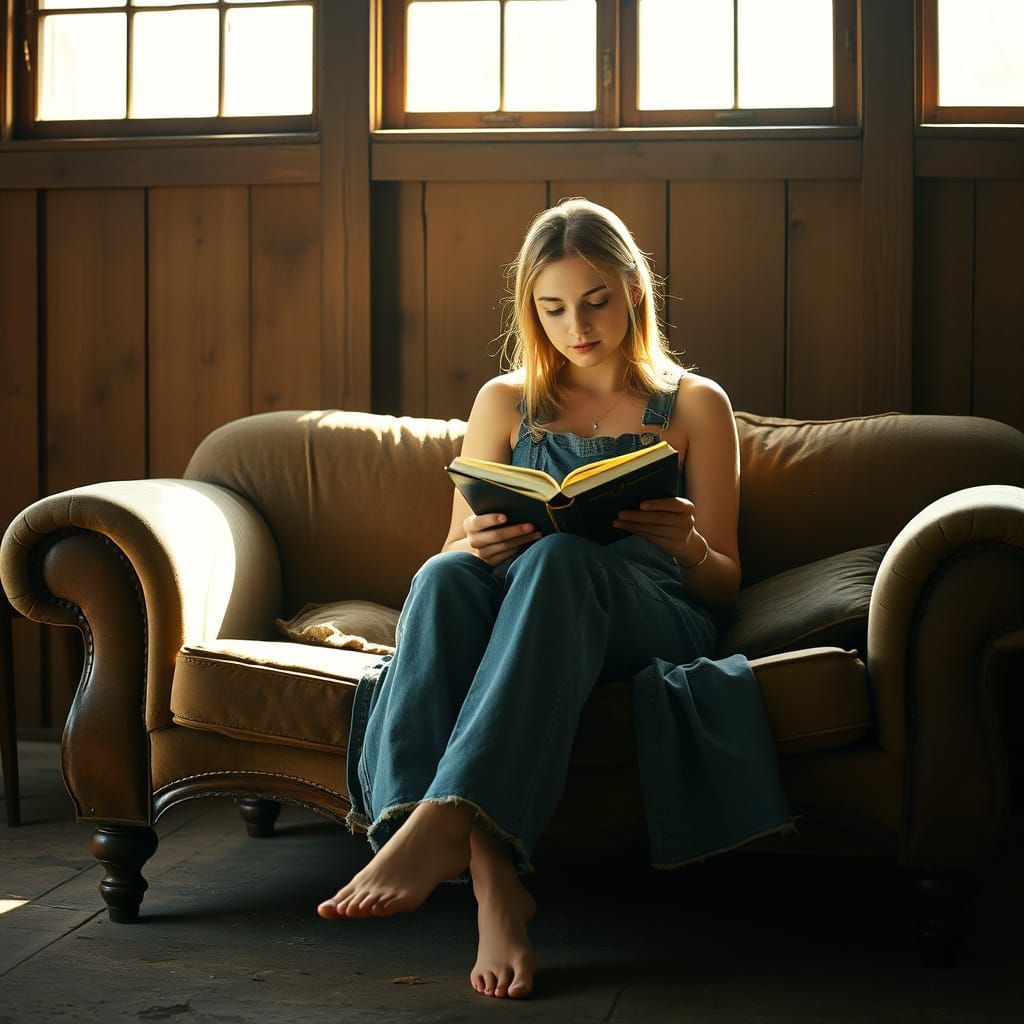 Rustic Farmgirl Reads in Warm Daylight