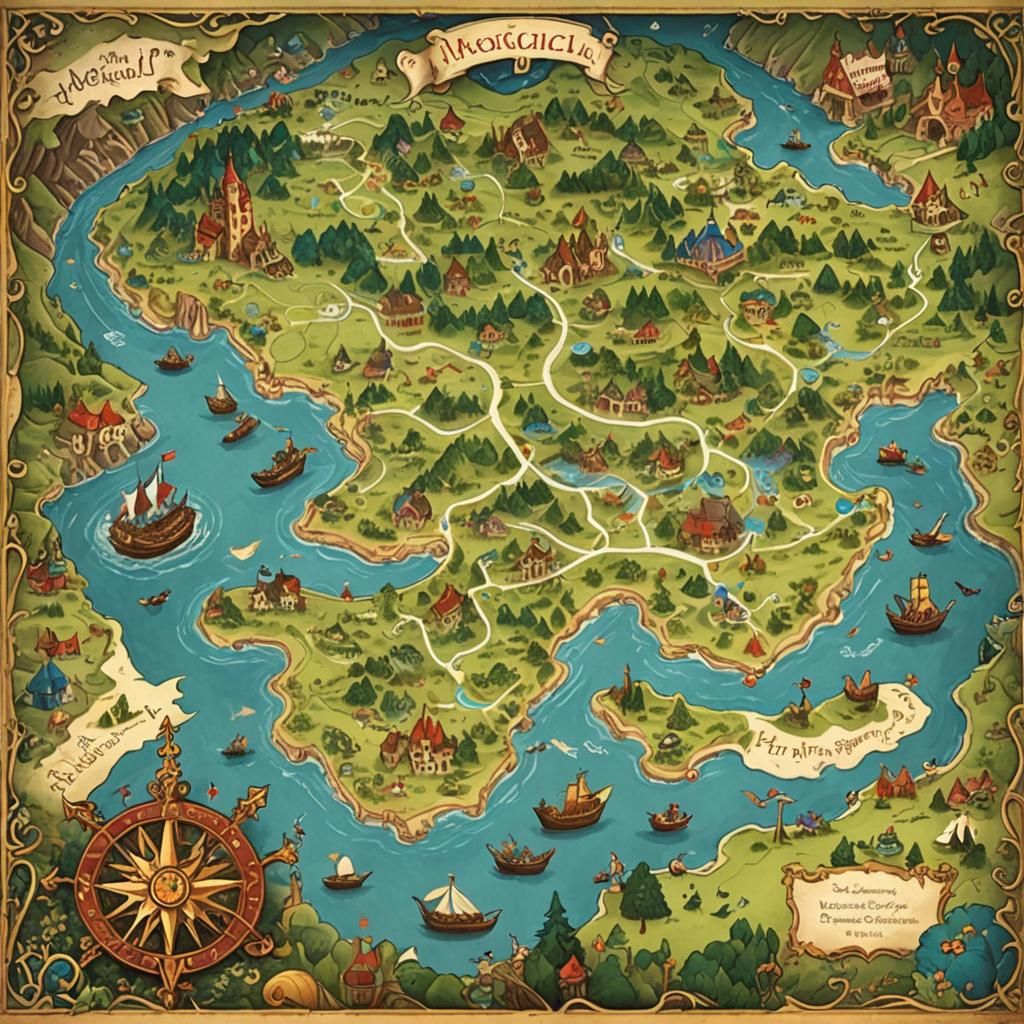 Magical Map Illustration for Children's Book