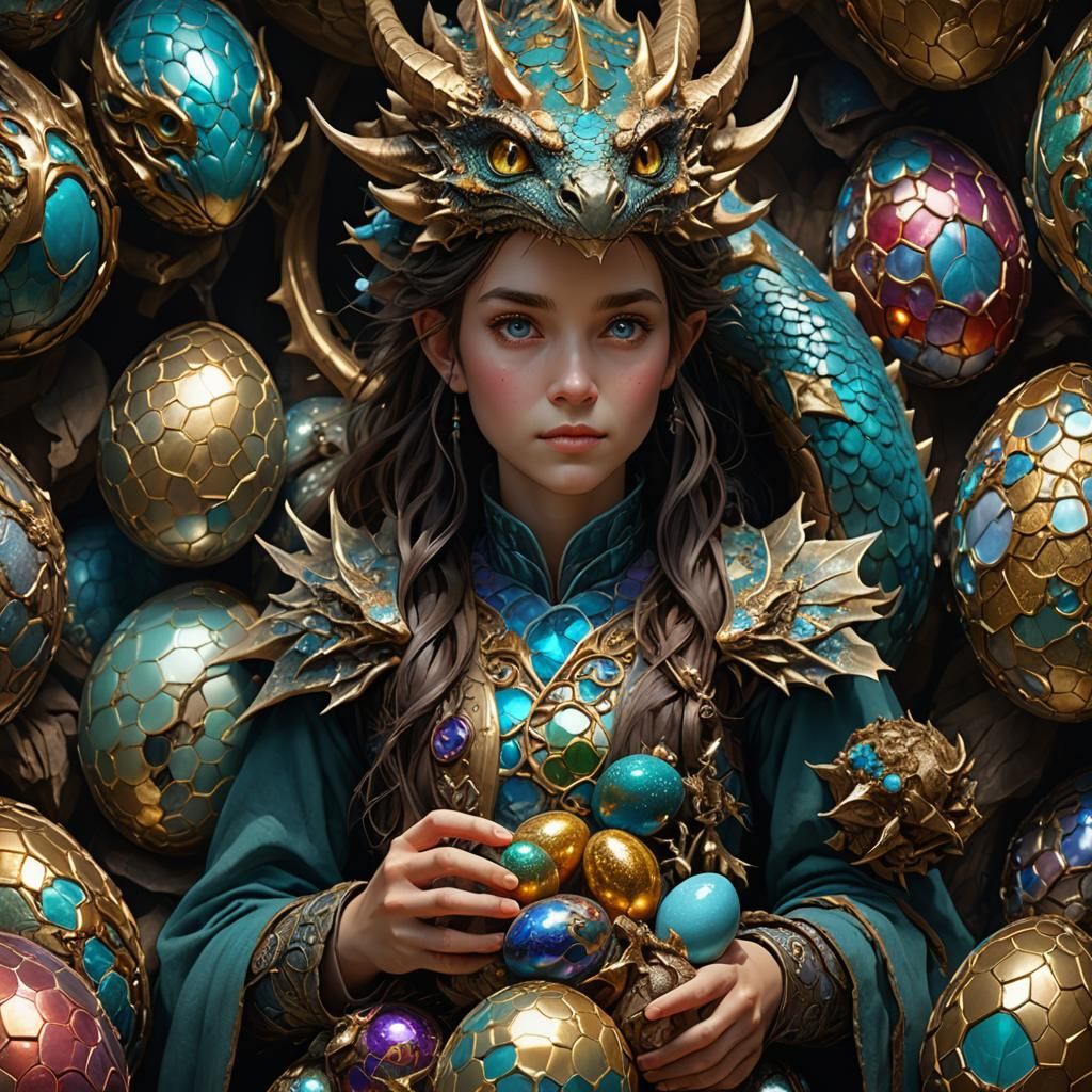 Dragon Keeper Protecting Her Dragon Egg Collection