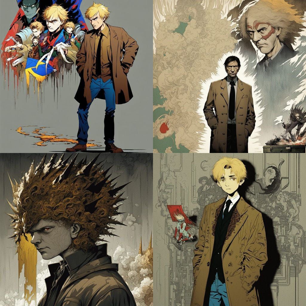 Serious Manga-Inspired Portrait of a Middle-Aged Man