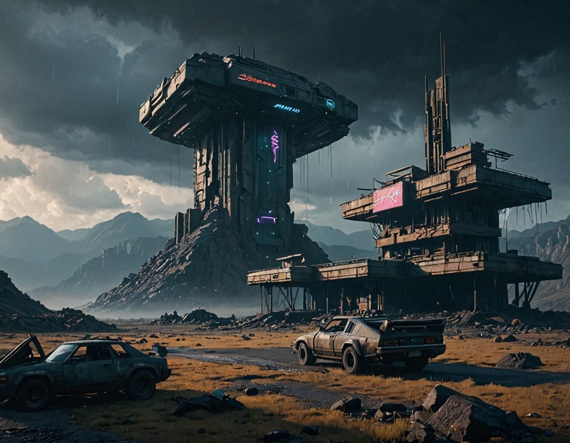 Ancient Alien Structure in Stormy Mountains