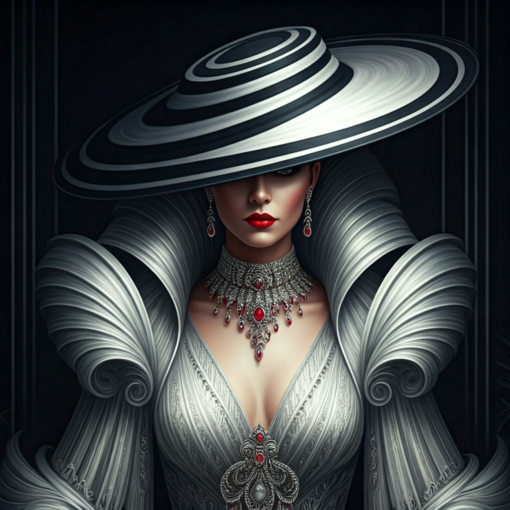 Waste up of a majestic female art goddess stands, poised in ...