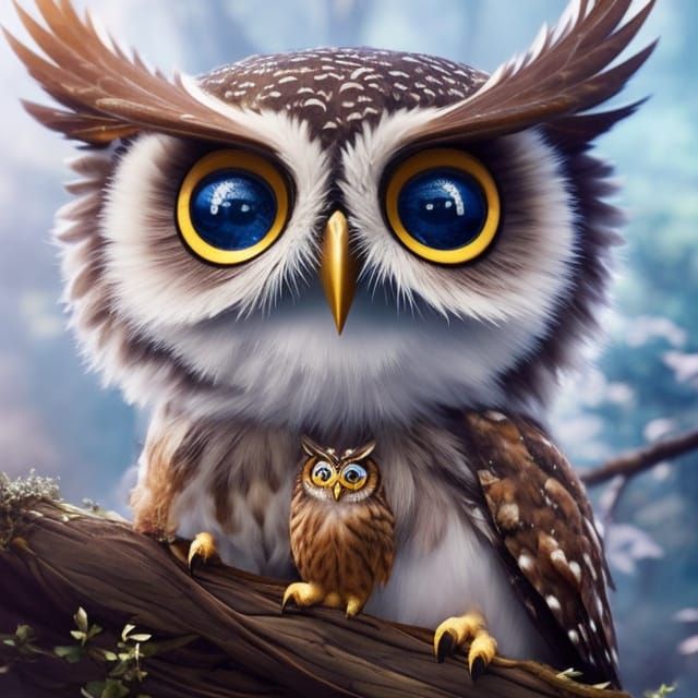 Chibi Owl Adventurer in Detailed Digital Art