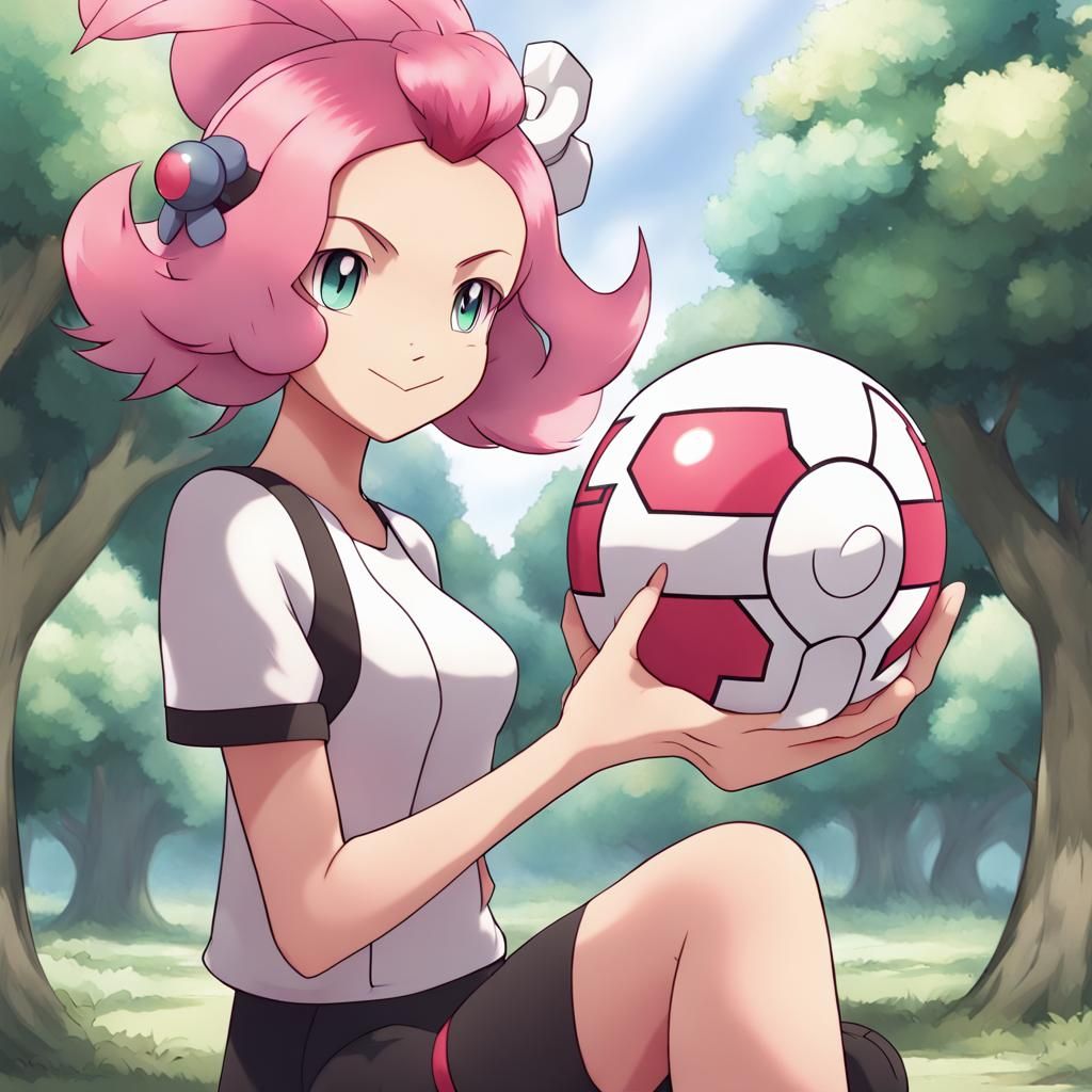Beautiful Pink Haired Fairy Pokemon Trainer